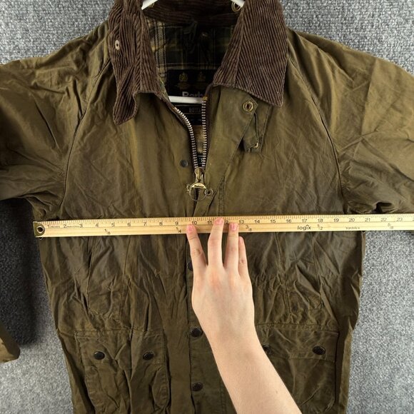 Barbour Bedale A100 Green Size 36 Waxed Jacket Men Outdoors Snap Zip Hunting - Picture 6 of 16